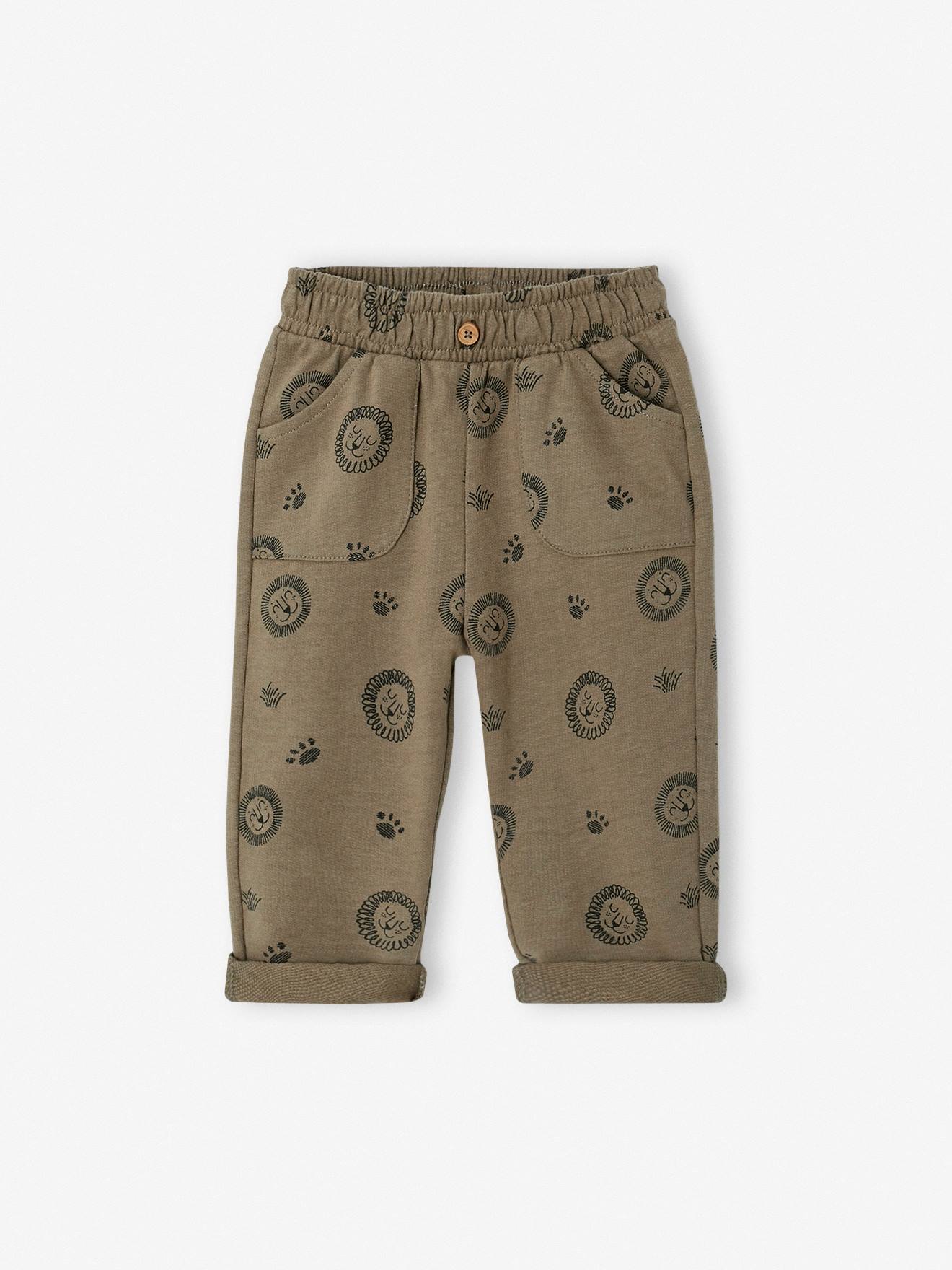 Pantalon imprimé en molleton bébé kaki