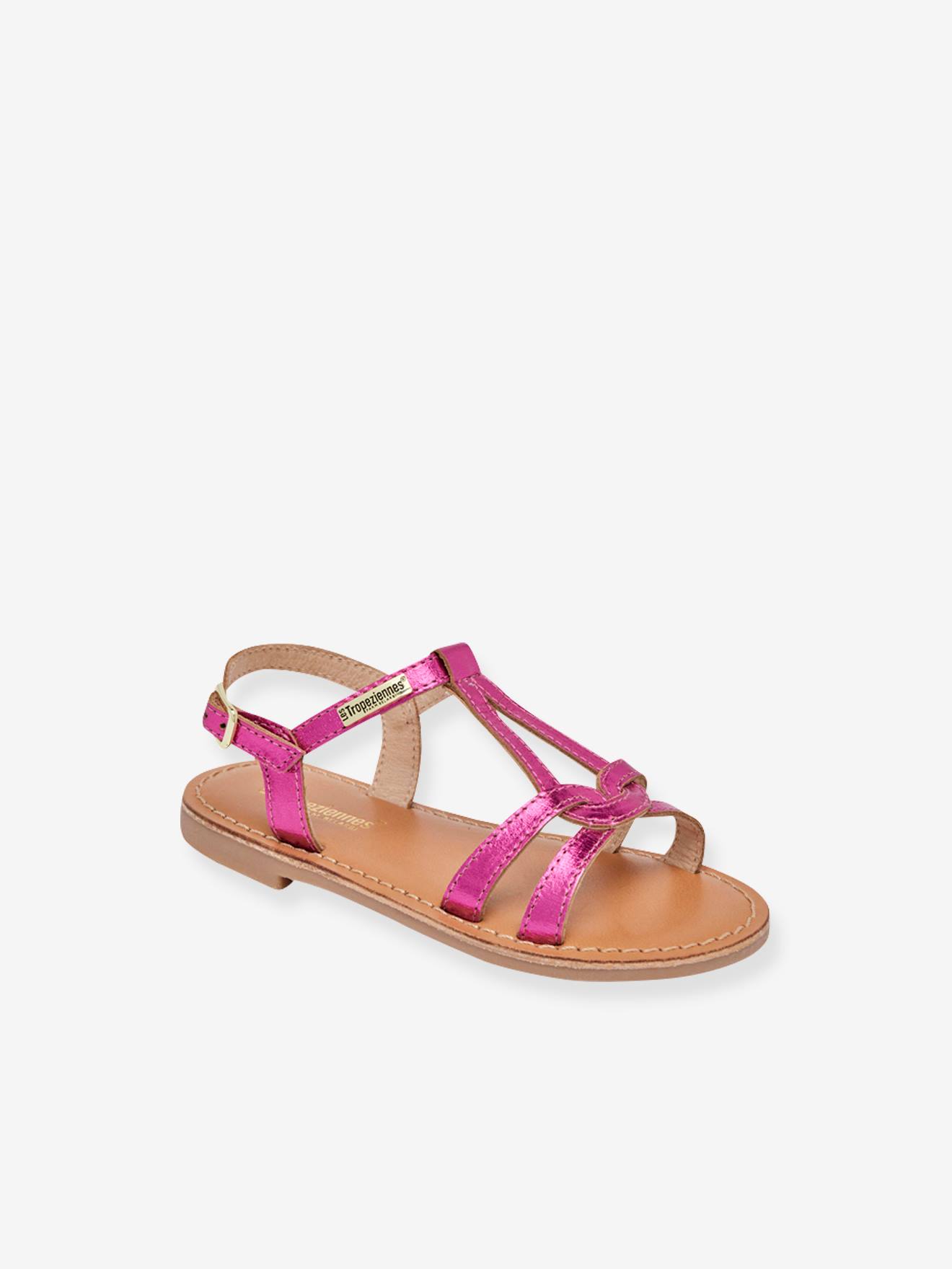Sandales cuir enfant Backle PAR M. BELARBI fuchsia