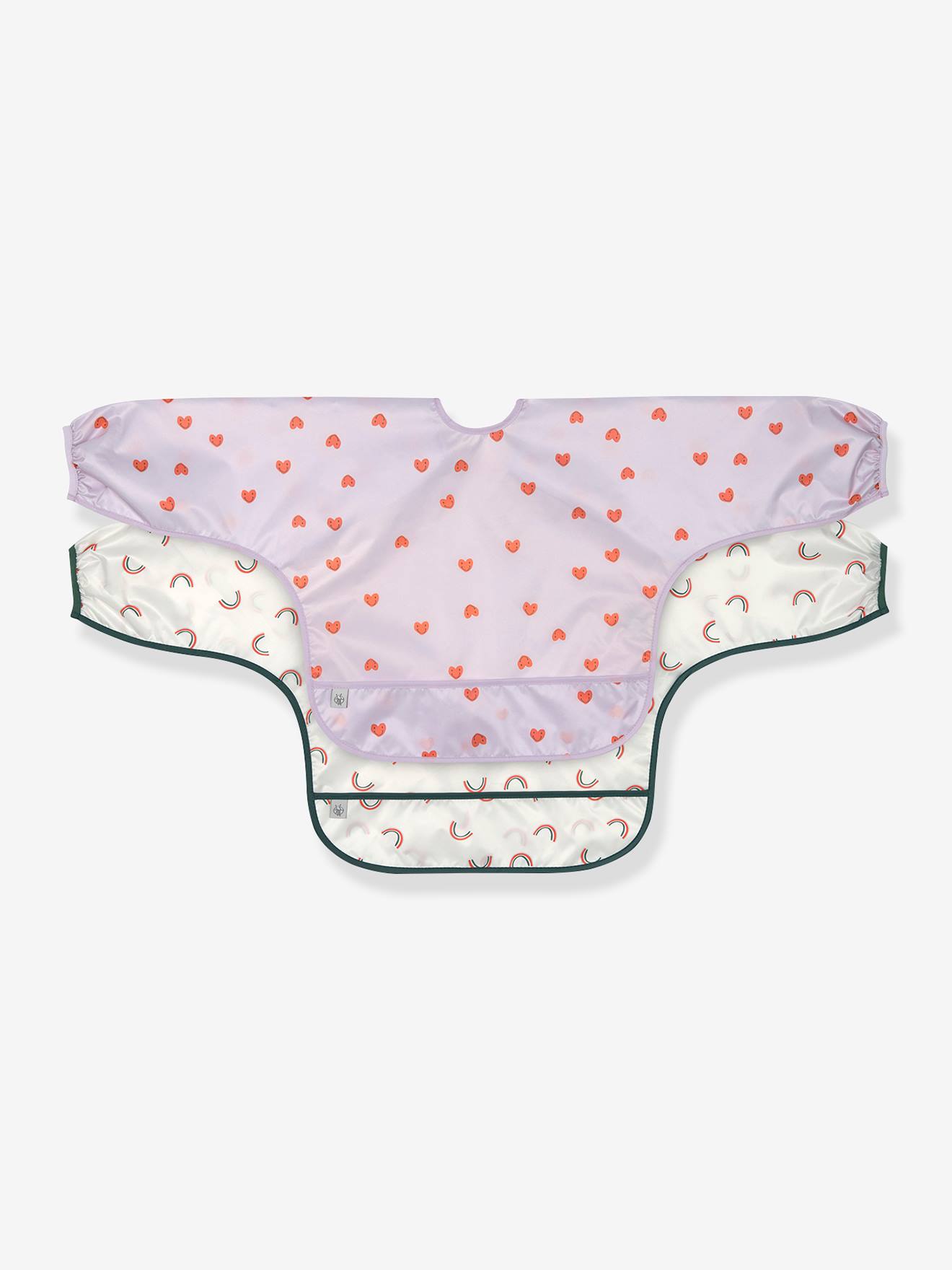 Lot de 2 bavoirs manches longues LÄSSIG happy rascals cœur