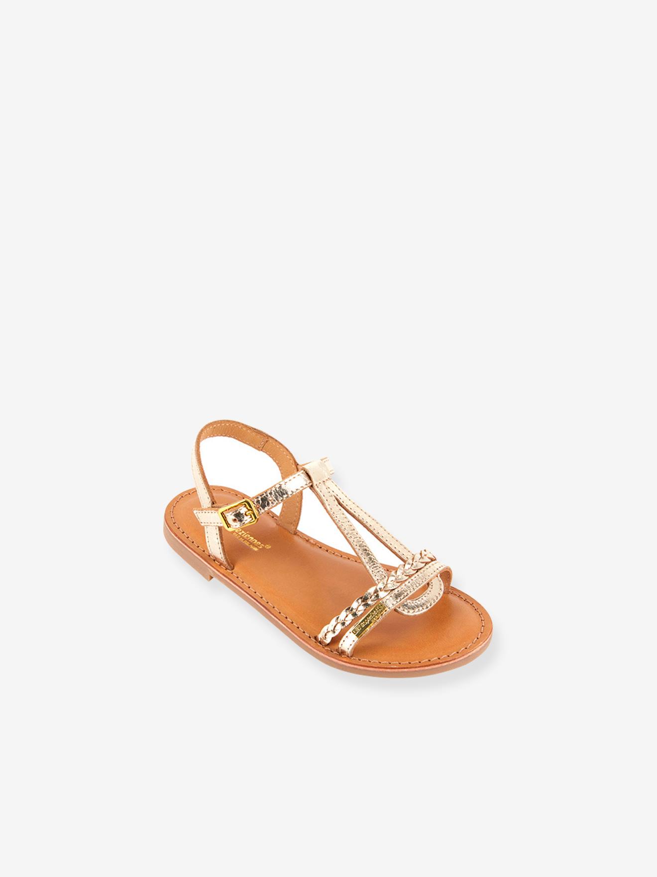Sandales cuir fille Badou PAR M. BELARBI beige doré
