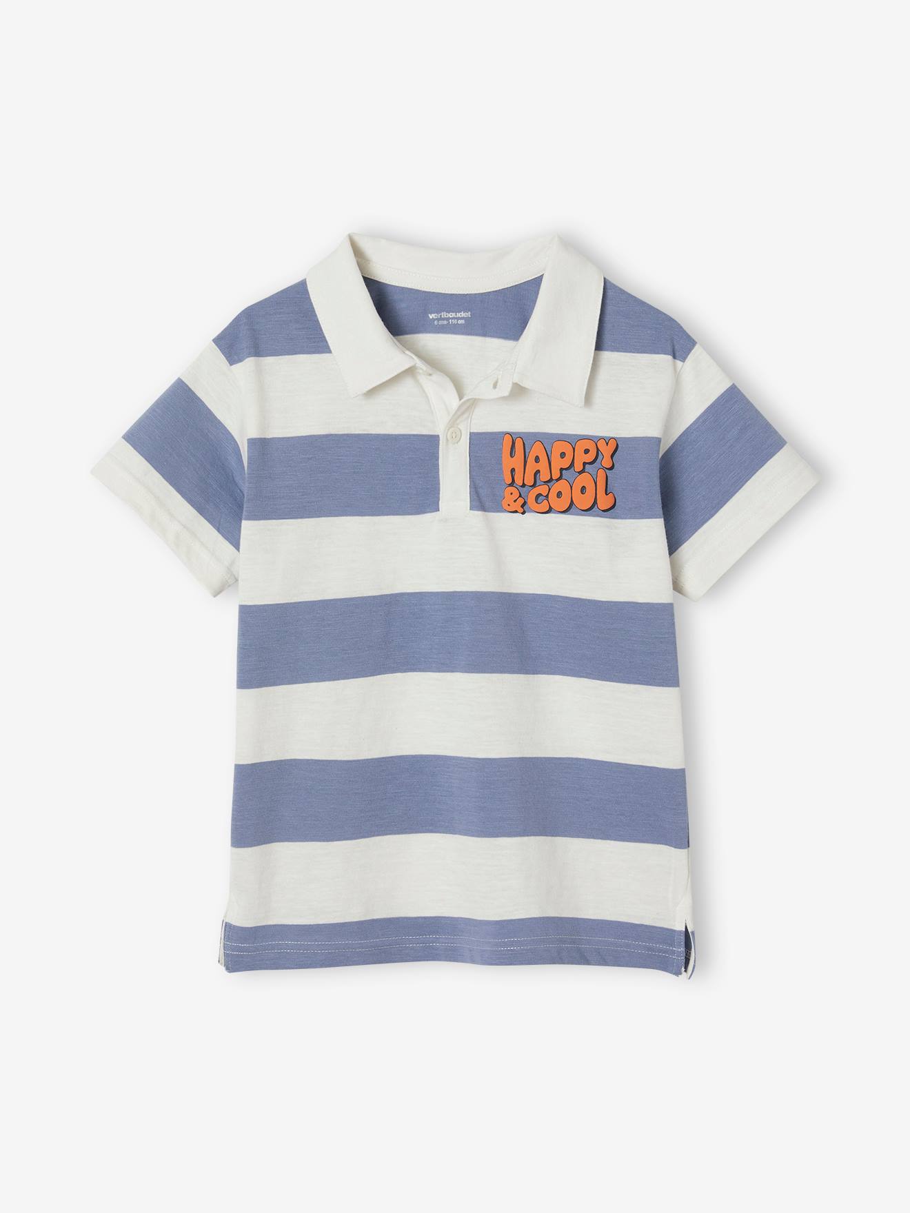 Polo manches courtes à larges rayures garçon rayé bleu
