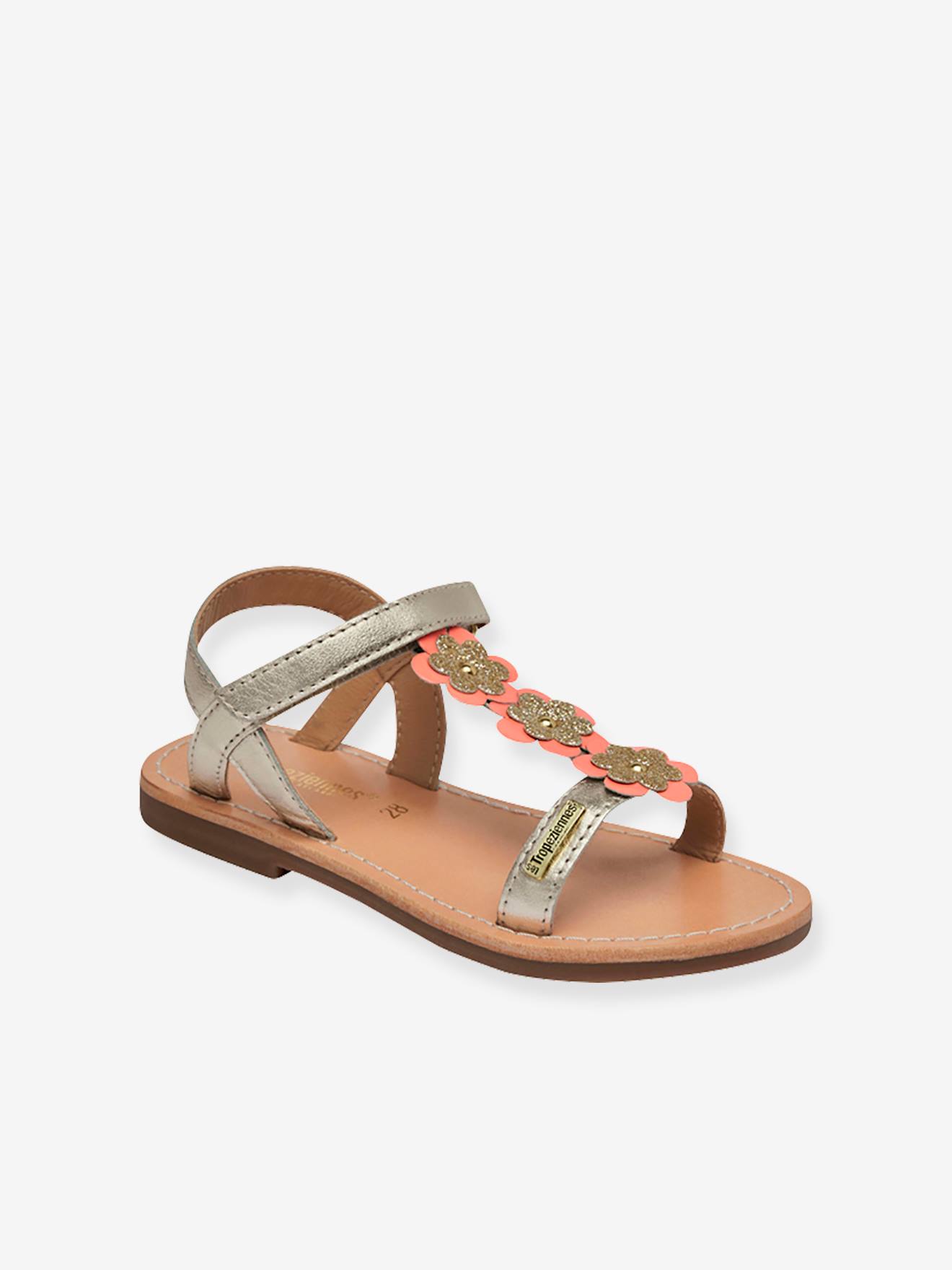 Sandales cuir enfant à scratchs Ibiscus PAR M. BELARBI corail