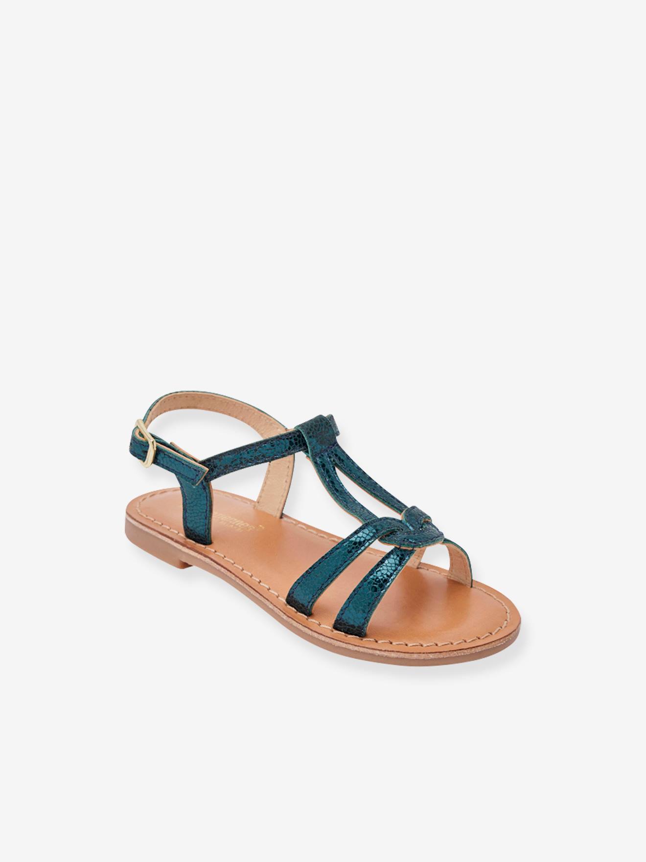 Sandales Cuir Enfant Backle Les Tropeziennes® Par M. Belarbi Turquoise