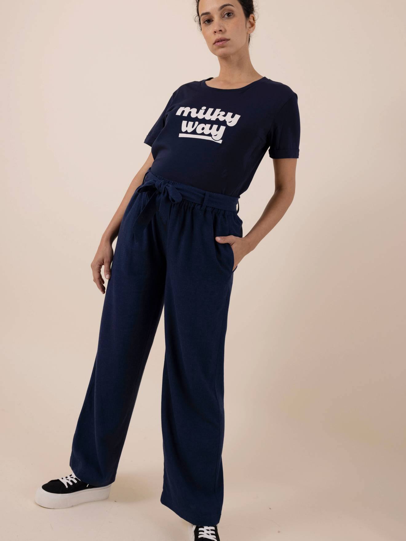 Pantalon de grossesse en lin Ali ENVIE DE FRAISE marine