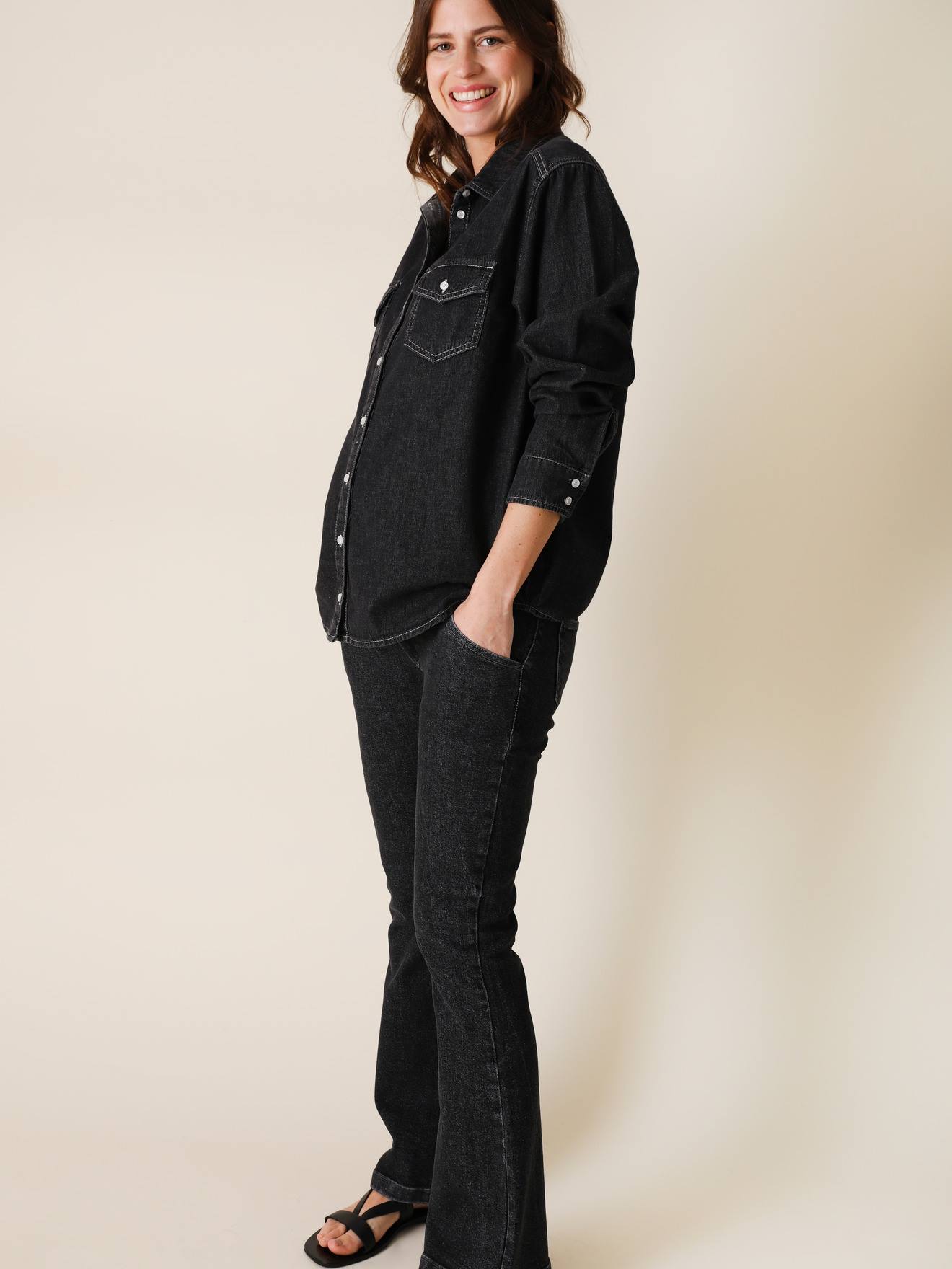Jean flare de grossesse Gaetan ENVIE DE FRAISE gris