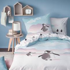 Linge de maison et décoration-Linge de lit enfant-Housse de couette-Parure de lit imprimée 100% coton, BORÉAL 140x200+63x63cm