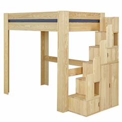 Lit mezzanine avec bureau ALEX - Bois Naturel - 90x190 cm - Rangement - Fabrication 100% Française  - vertbaudet enfant