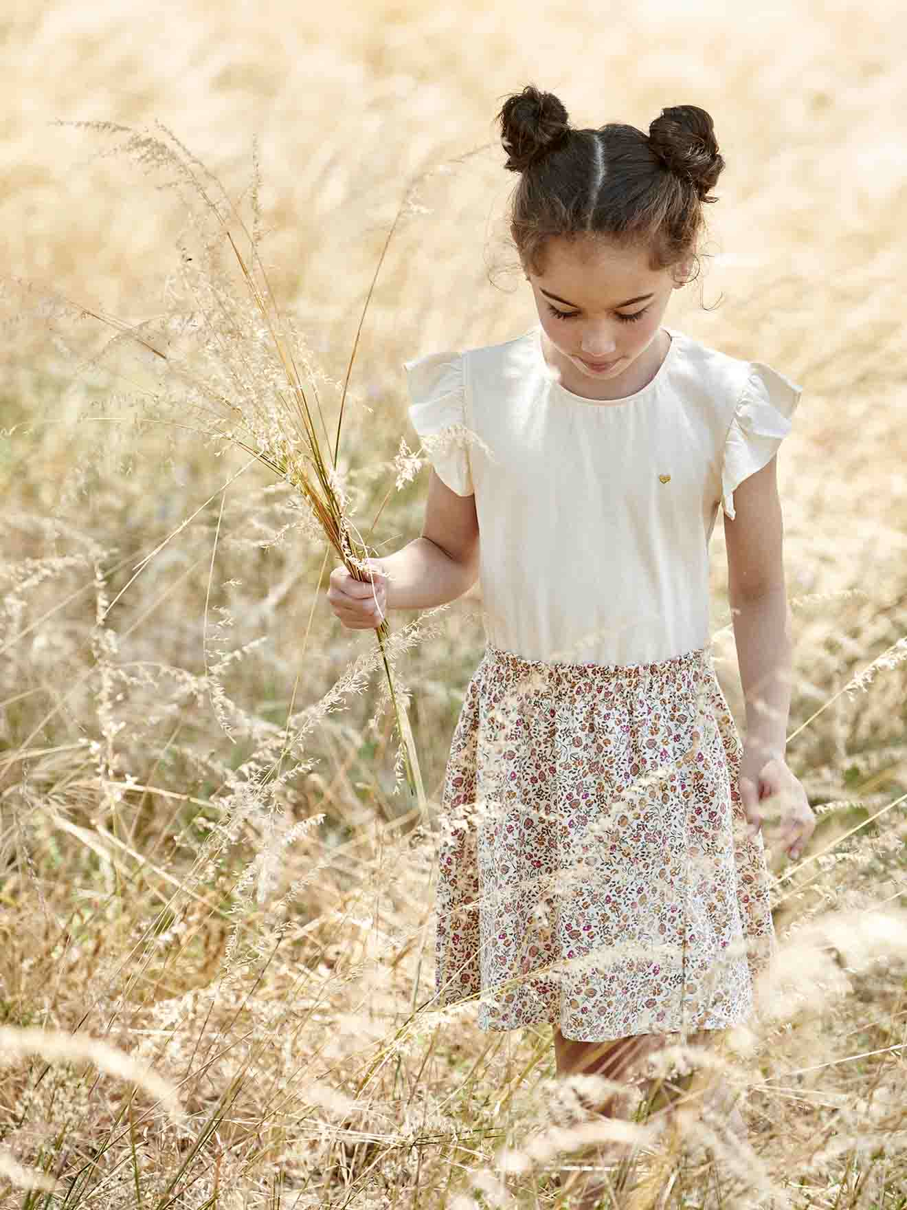 Robe effet 2 en 1 fille vanille
