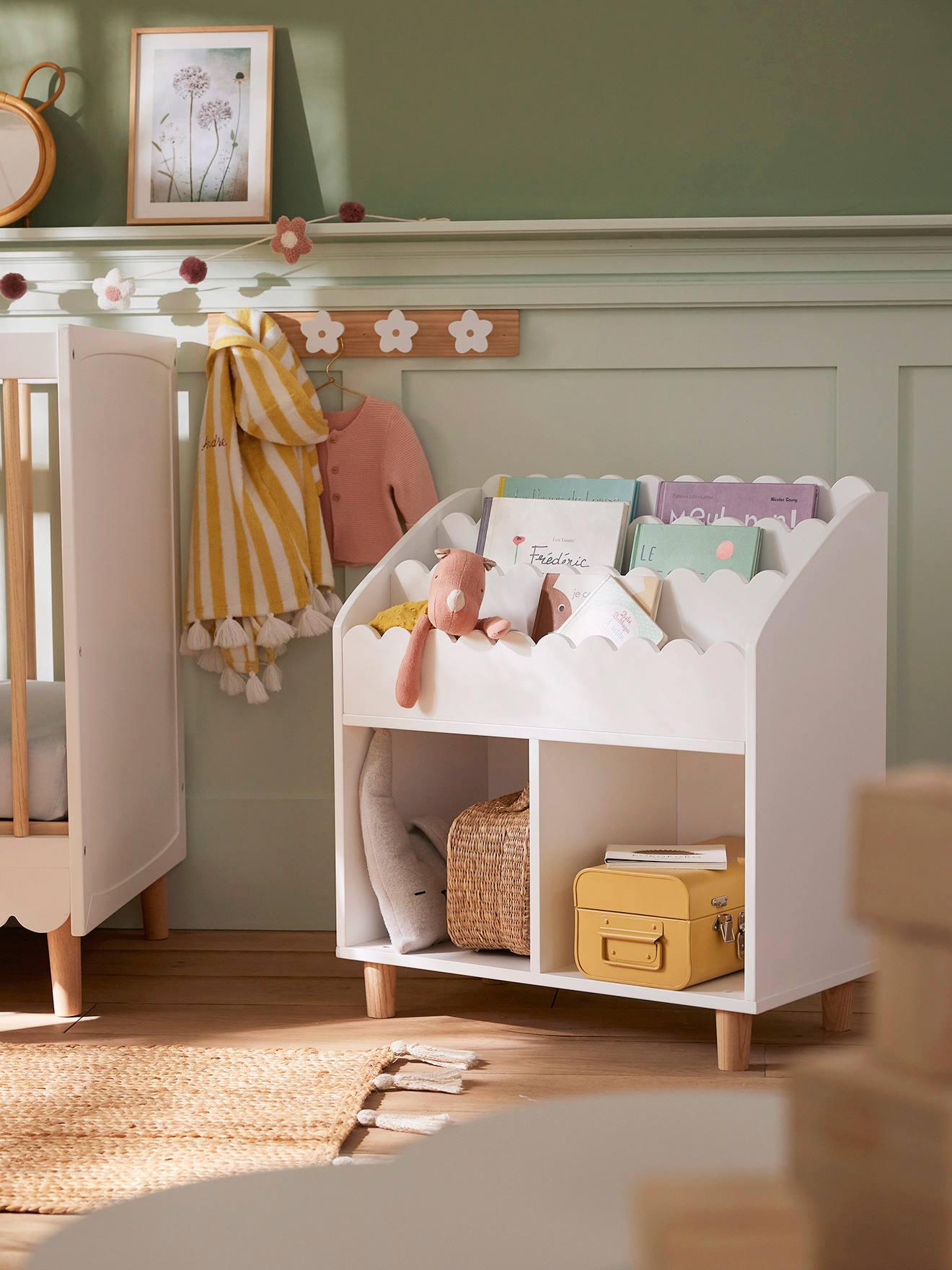 Meuble de rangement 2 cases + étagère-bibliothèque LIGNE FESTON blanc