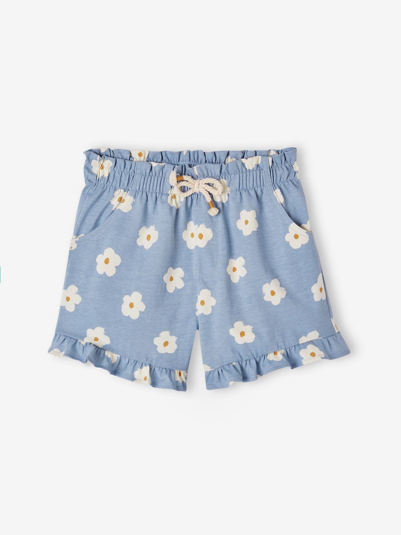 Short à volant fille bleu