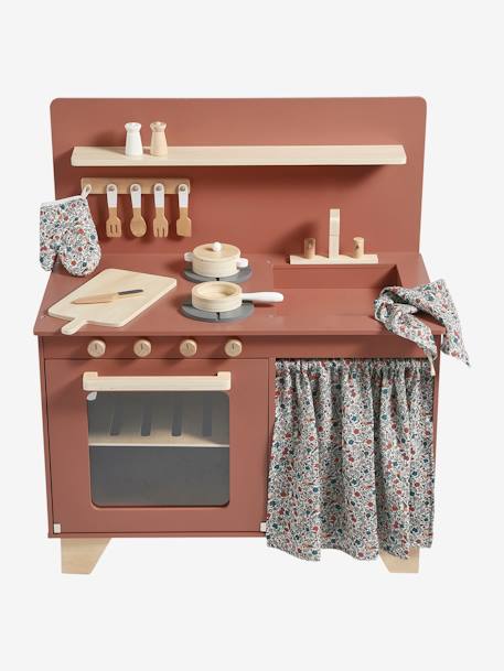 Cuisine En Bois FSC Pour Enfants - Avec Accessoires (Poêle, Ustensiles) - Dimensions 60x30x70 Cm - À Partir De 3 Ans