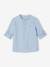 Chemise col Mao en coton/lin garçon manches retroussables blanc+bleu ciel+Bleu moyen+vert 14 - vertbaudet enfant 