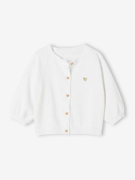 Bébé-Pull, gilet, sweat-Gilet bébé en tricot broderie coeur
