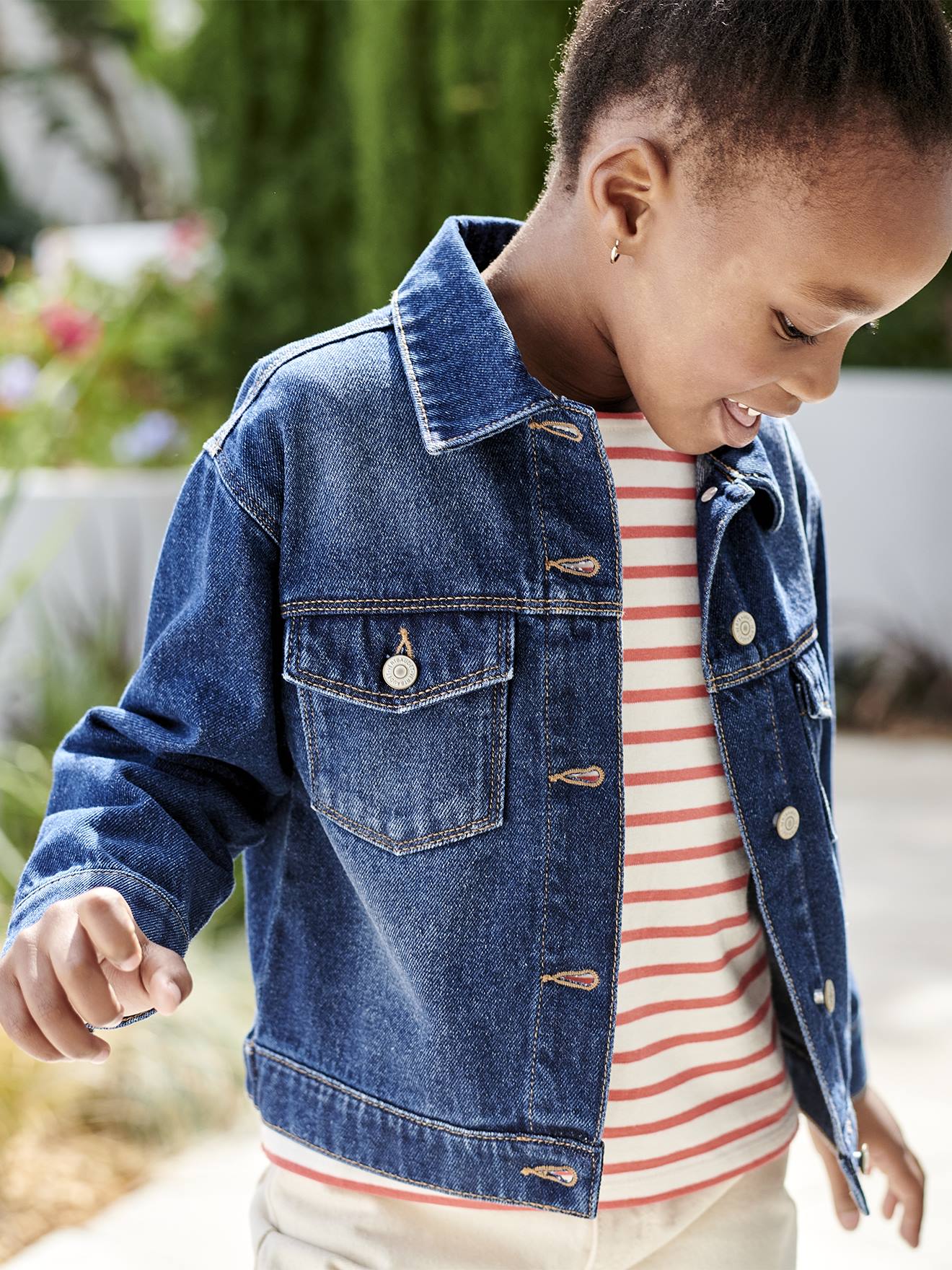 Veste en jean personnalisable fille bleu jean Vertbaudet