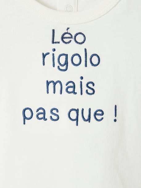 T-shirt message brodé personnalisable bébé en coton biologique bleu+écru 8 - vertbaudet enfant 