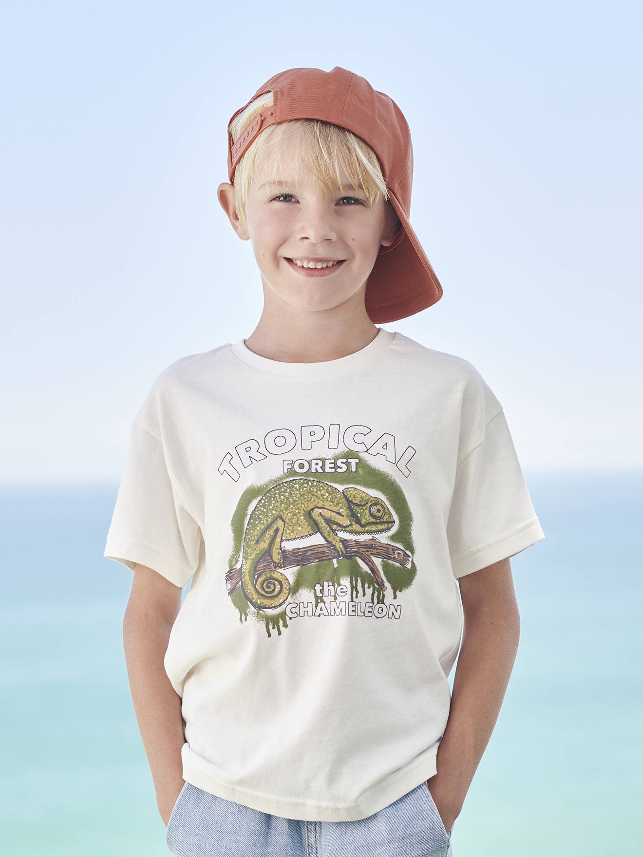 T-shirt motif animalier garçon écru