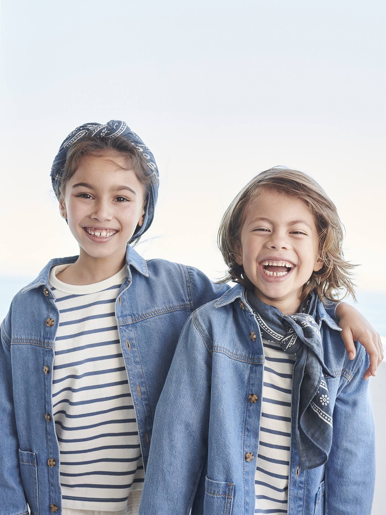 Foulard bandana mixte enfant bleu grisé