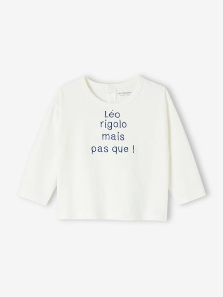 T-shirt message brodé personnalisable bébé en coton biologique bleu+écru 10 - vertbaudet enfant 