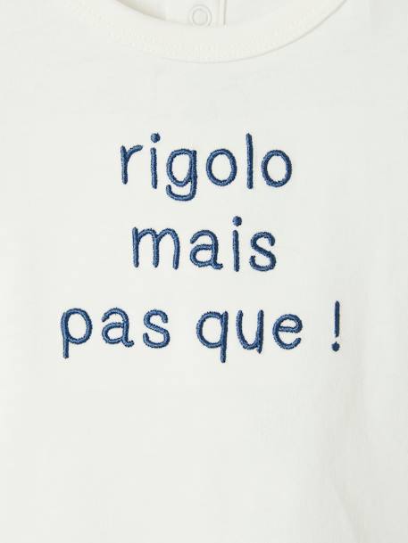 T-shirt message brodé personnalisable bébé en coton biologique bleu+écru 7 - vertbaudet enfant 