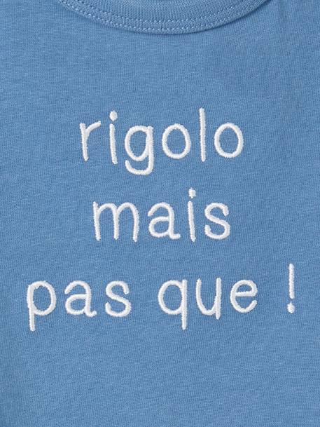 T-shirt message brodé personnalisable bébé en coton biologique bleu+écru 3 - vertbaudet enfant 