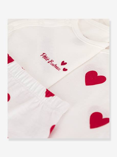 Ensemble 3 pièces imprimé coeur bébé PETIT BATEAU blanc 3 - vertbaudet enfant 
