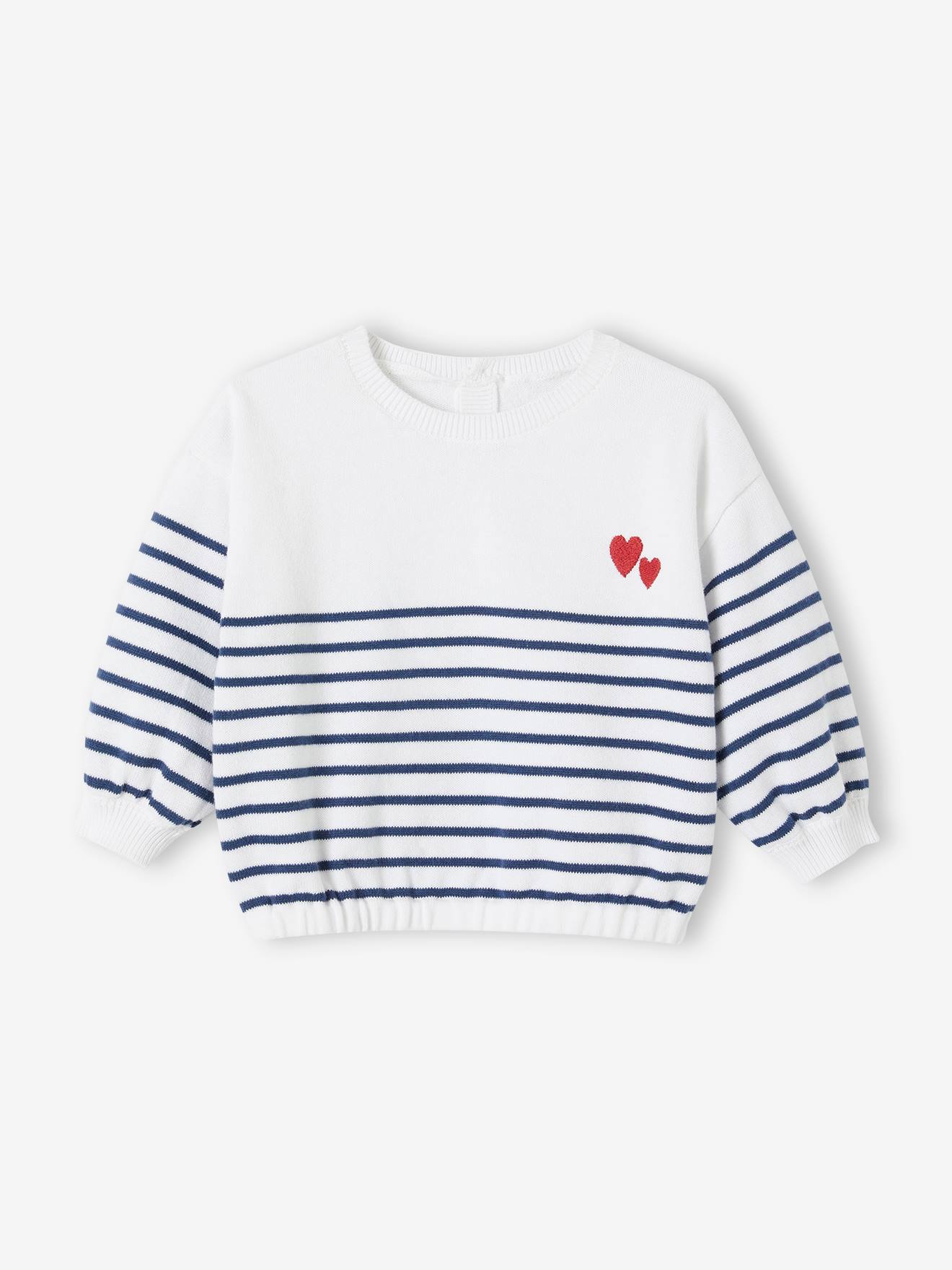 pull marinière brodé bébé rayé marine