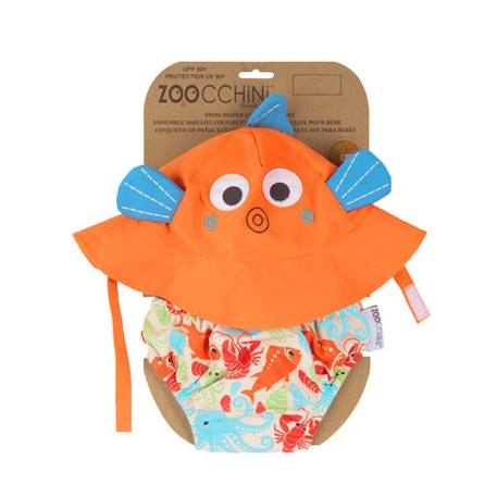 Bébé-Maillot de bain, accessoires de plage-Maillot de bain - couche de bain et chapeau de soleil POISSON Orange