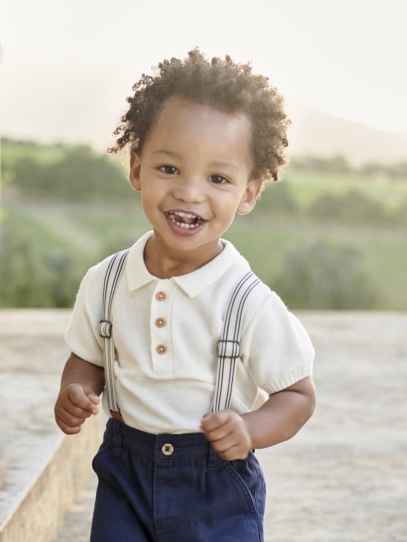 Polo en tricot bébé écru