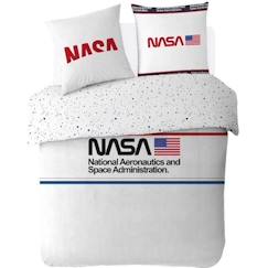 Linge de maison et décoration-NASA - Housse de couette 2 personnes 200x200 cm 100% coton + taies d'oreiller 63x63 cm - blanc