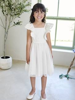 Robe cérémonie fille satin de coton à volants  - vertbaudet enfant