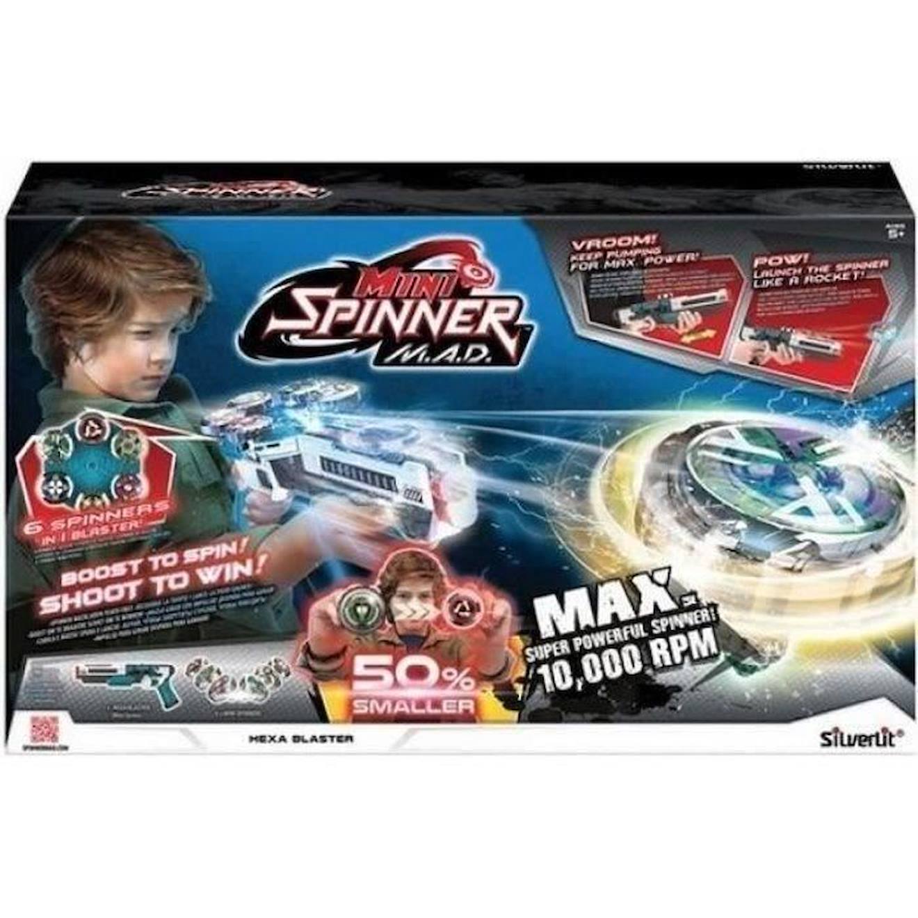 Blaster 6 Toupies - Silverlit - Spinner Mad - Ultra Puissant - A Partir De 5 Ans Bleu