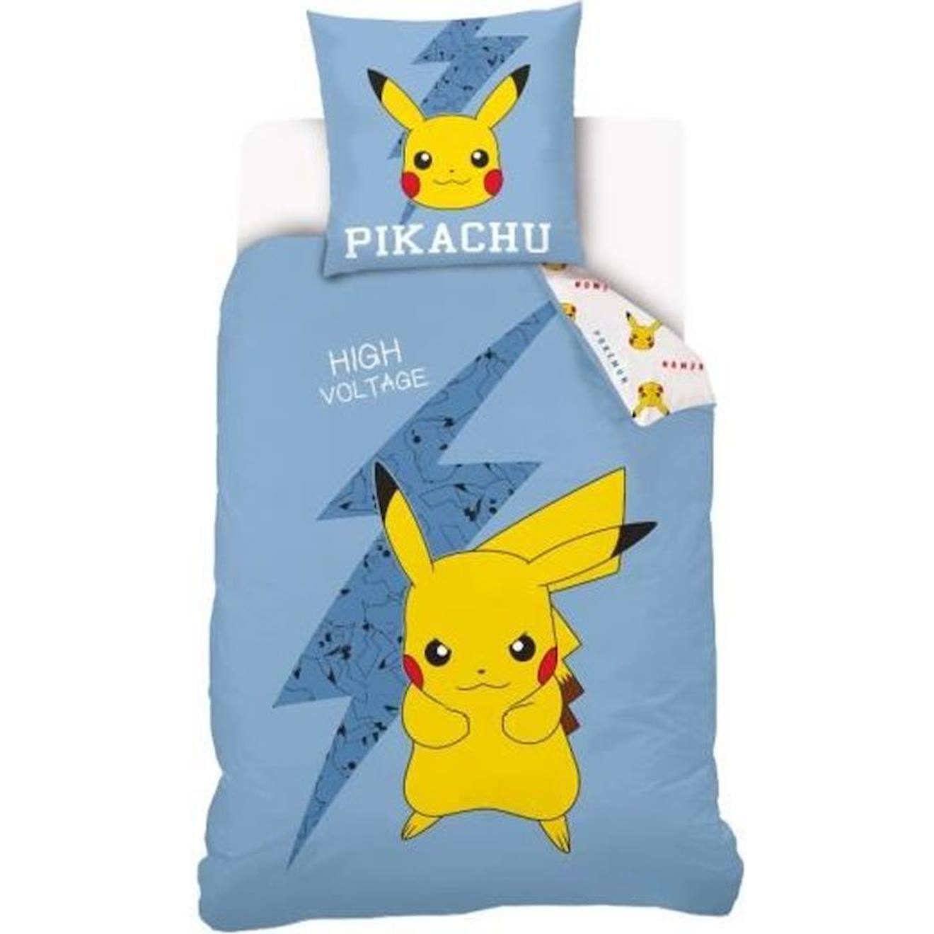 Pokemon - Parure De Lit Pikachu Réversible Enfant - Housse De Couette 140x200 Cm + Taie D'oreiller 6