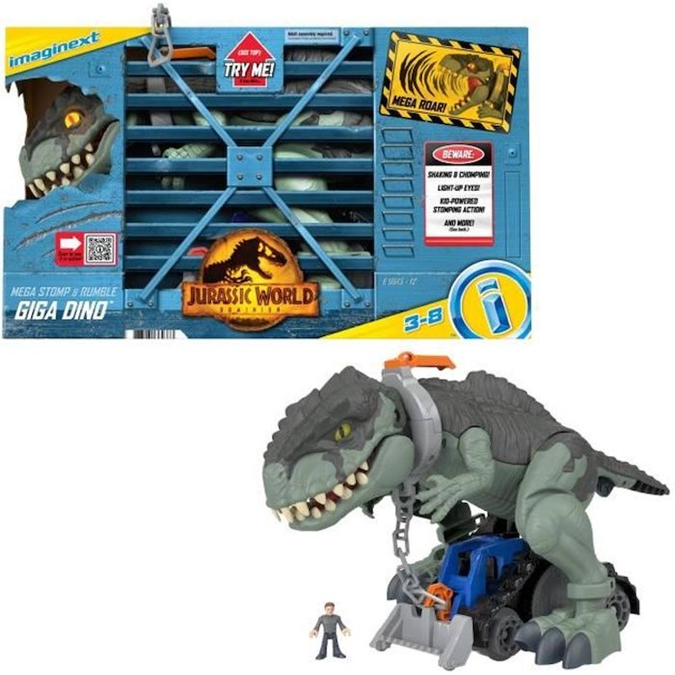 Imaginext - Fisher Price - Mega Dino Terreur - Figurine D'action 1er Age - 3 Ans Et + Gris