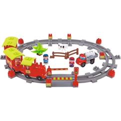 -Train vapeur - Ecoiffier - Circuit de train avec locomotive et wagons