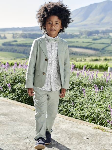 Pantalon garçon cérémonie chino en coton/lin beige+beige clair+bleu+marine foncé+vert sauge 27 - vertbaudet enfant 