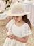 Chapeau aspect paille effet crochet avec ruban imprimé fille rose pâle 2 - vertbaudet enfant 