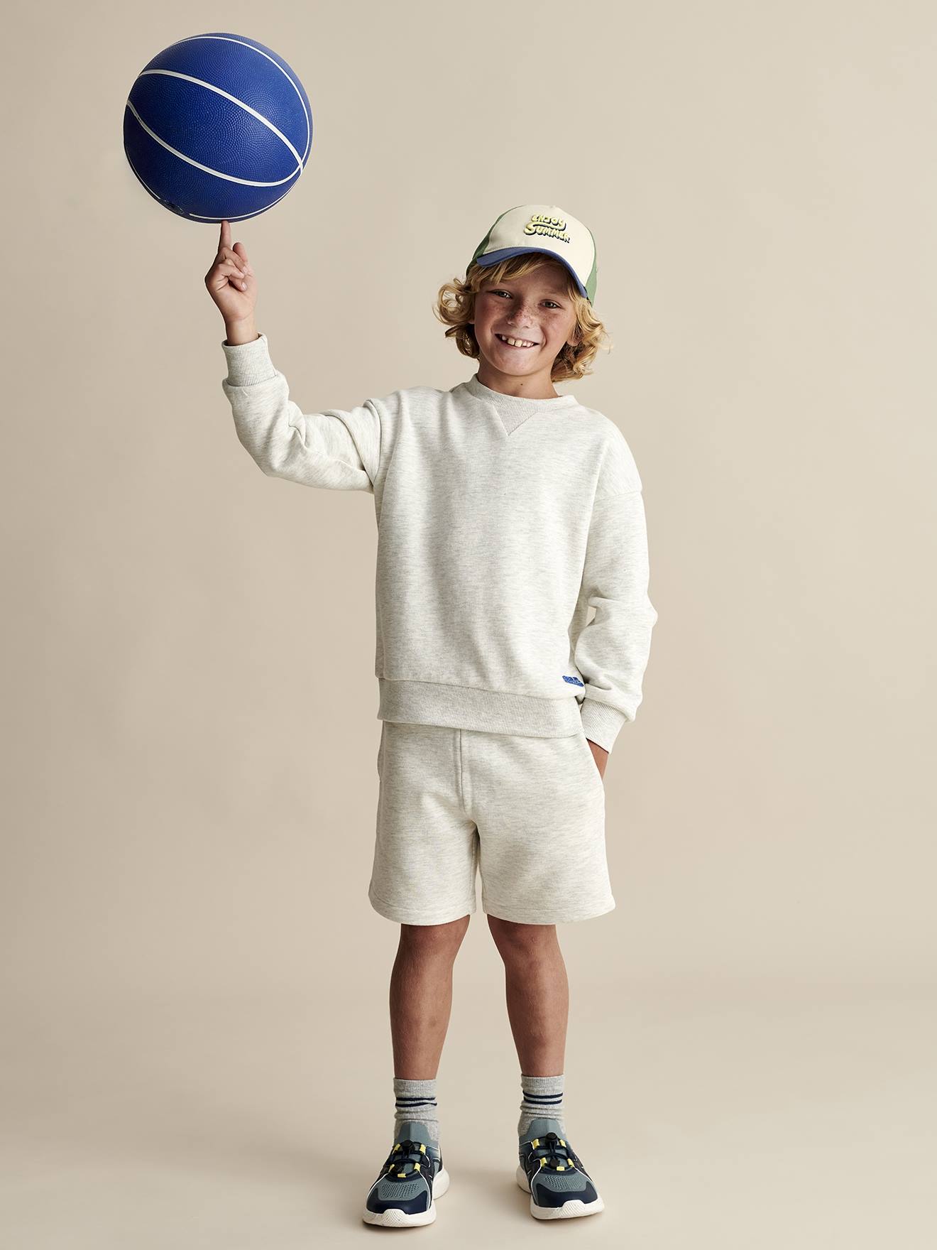 Ensemble sport sweat et short gar on blanc chin Vertbaudet