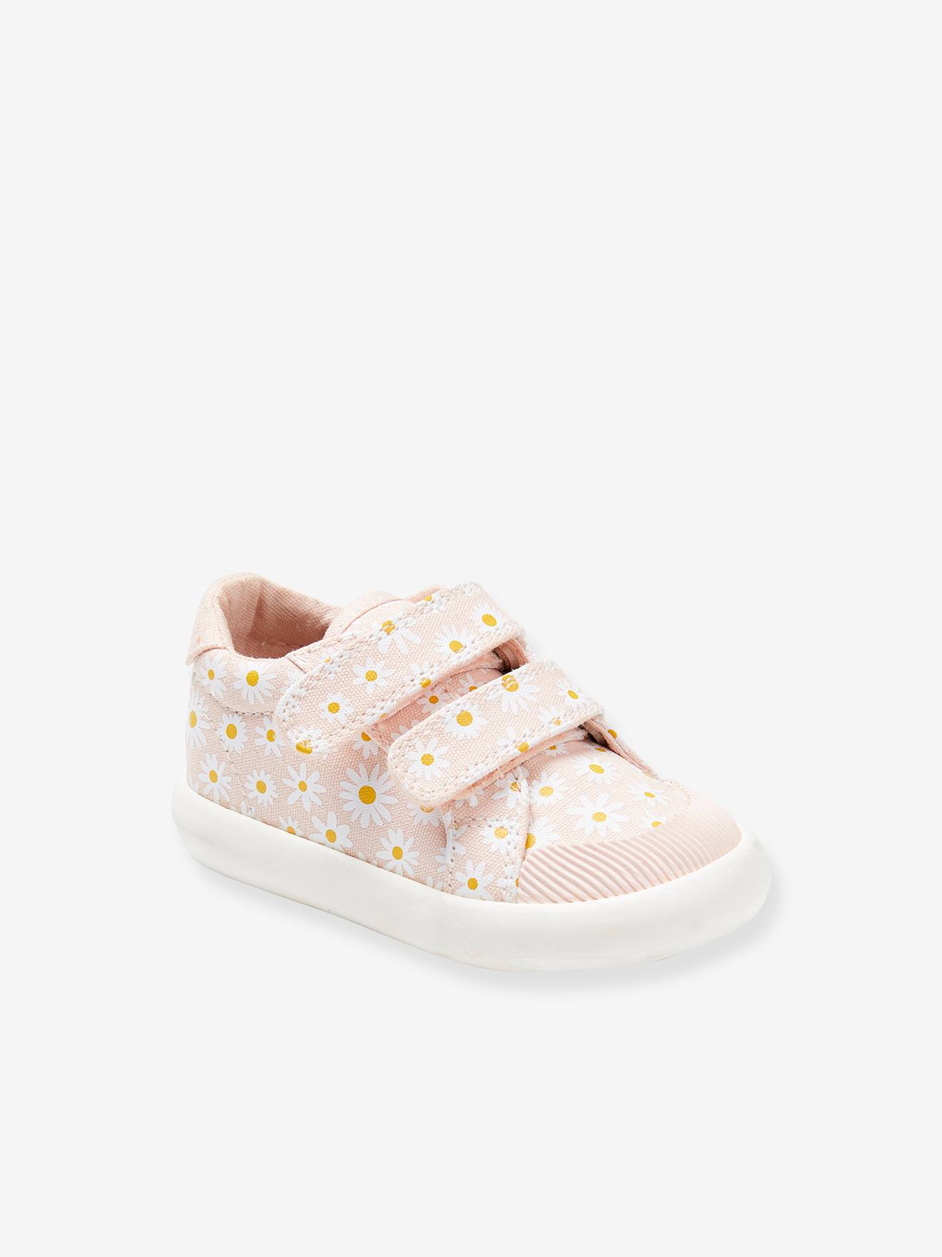 Baskets scratchées bébé en toile rose imprimé