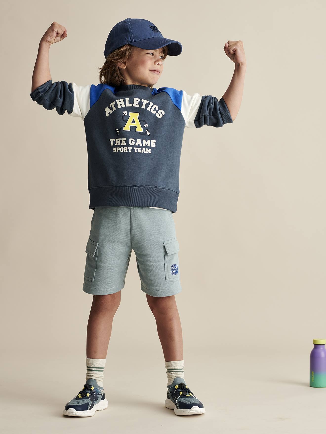 Short sport style battle garçon vert d'eau