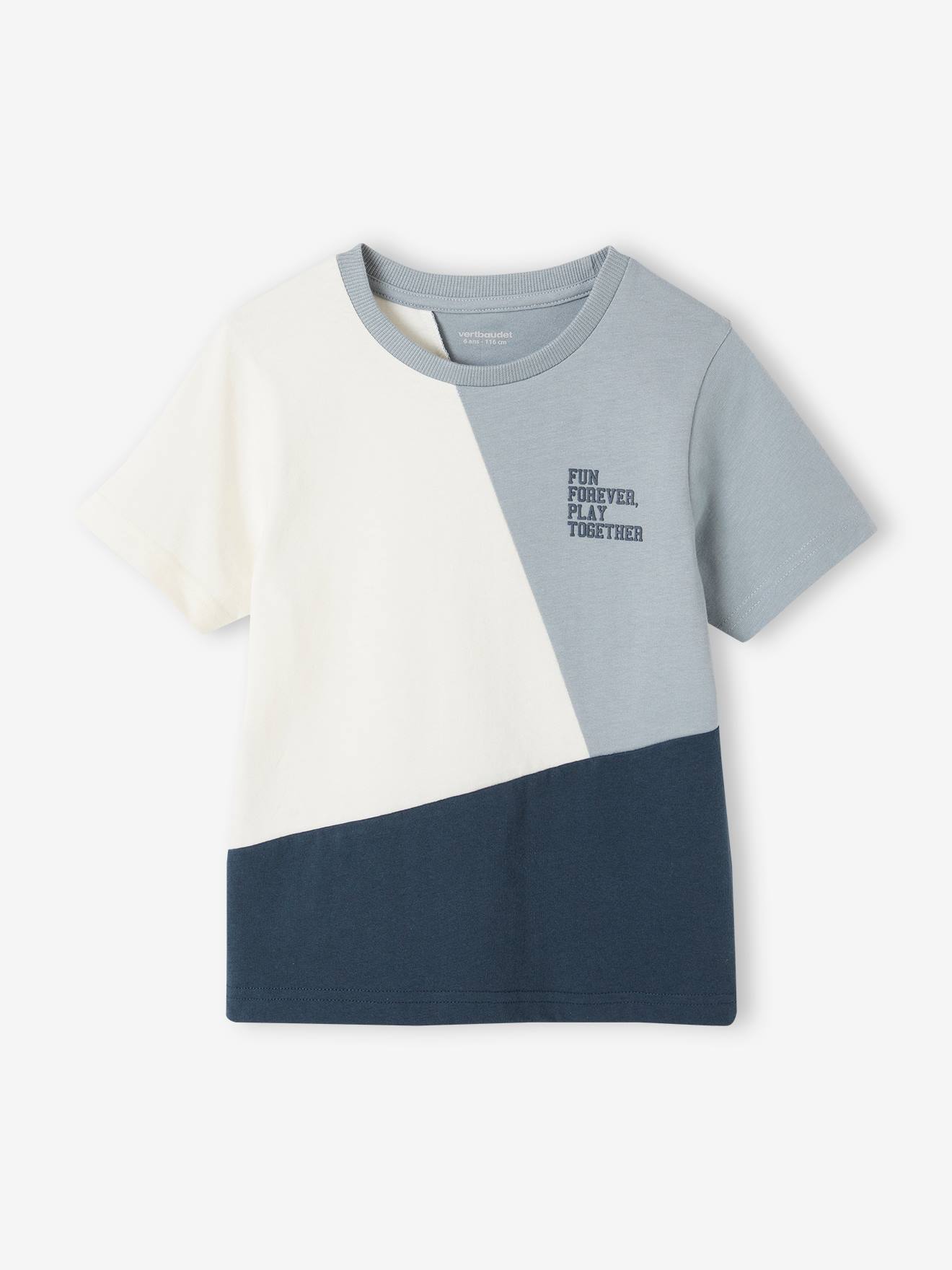 T-shirt sport colorblock garçon manches courtes vert d'eau