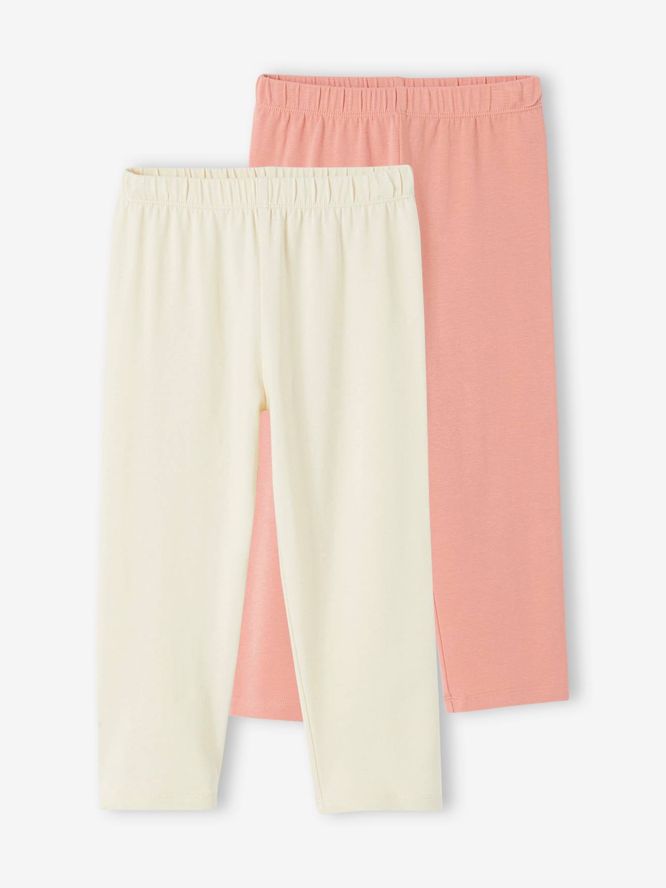 Lot de 2 leggings Basics fille mi-mollets écru