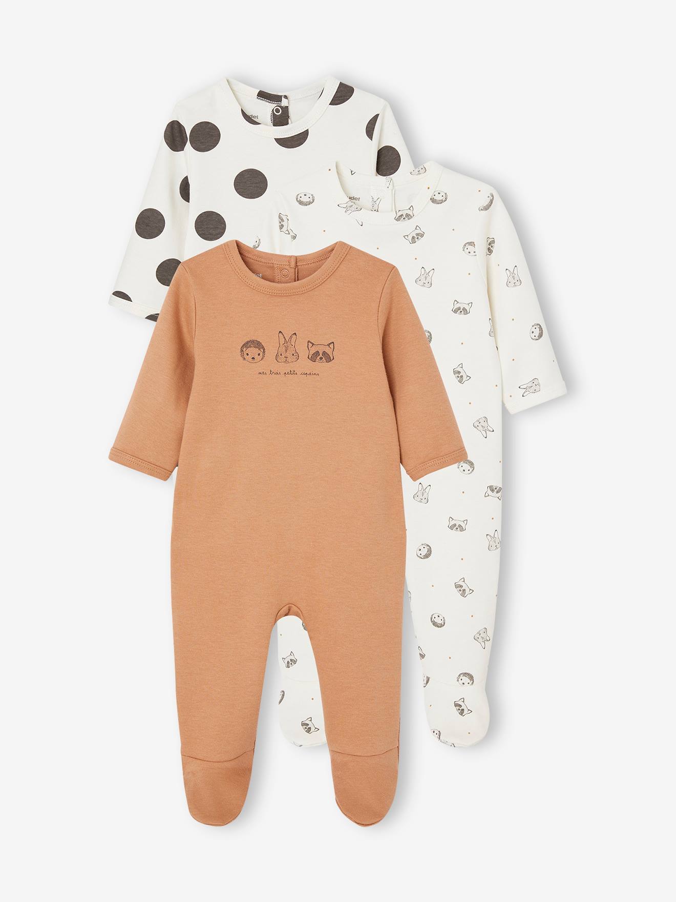 Lot de 3 dors-bien bébé en interlock cappuccino