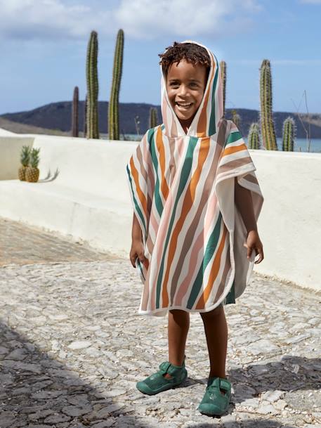 Poncho de plage anti-UV Lässsig multicolore+rayé blanc 5 - vertbaudet enfant 
