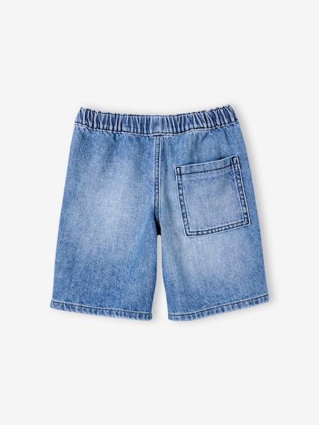 Bermuda garçon jean facile à enfiler bleu imprimé+denim gris+double stone+rayé bleu+stone 30 - vertbaudet enfant 