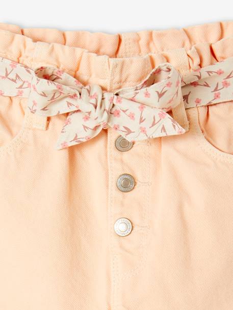 Pantalon paperbag fille et sa ceinture foulard à fleurs abricot+mauve+vert 3 - vertbaudet enfant 
