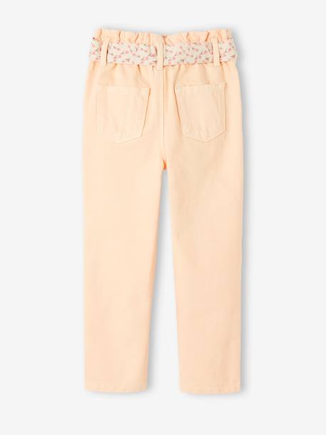 Pantalon paperbag fille et sa ceinture foulard à fleurs abricot+mauve+vert 2 - vertbaudet enfant 
