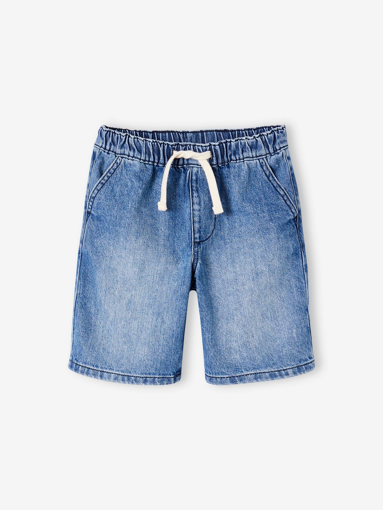 Bermuda en jean facile à enfiler garçon stone