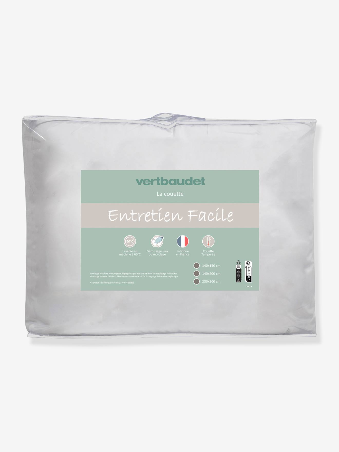 Vertbaudet - Couette tempérée microfibre Entretien facile blanc