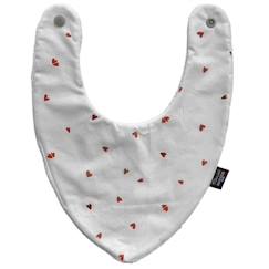 Puériculture-Bavoir Bandana - Petits Cœurs pour Bébés de 3 à 18 mois. 100% Coton, Doublé Eponge, Fermeture Pression. Lavage à 40°.