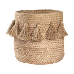 -Panier de rangement - Nattiot - Idris - Jute naturel - Pompons - Détails dorés